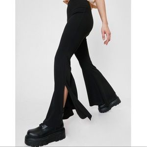 nasty gal high waisted side split flare pants
